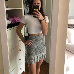 light blue floral skirt